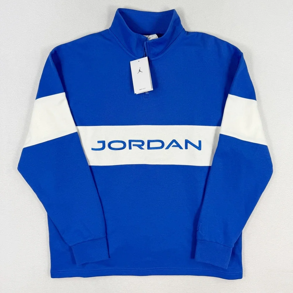 Jordan Golf 1/4-Zip Pullover Top Mens Dri-Fit Size L Blue/White HF9919-480, NEW